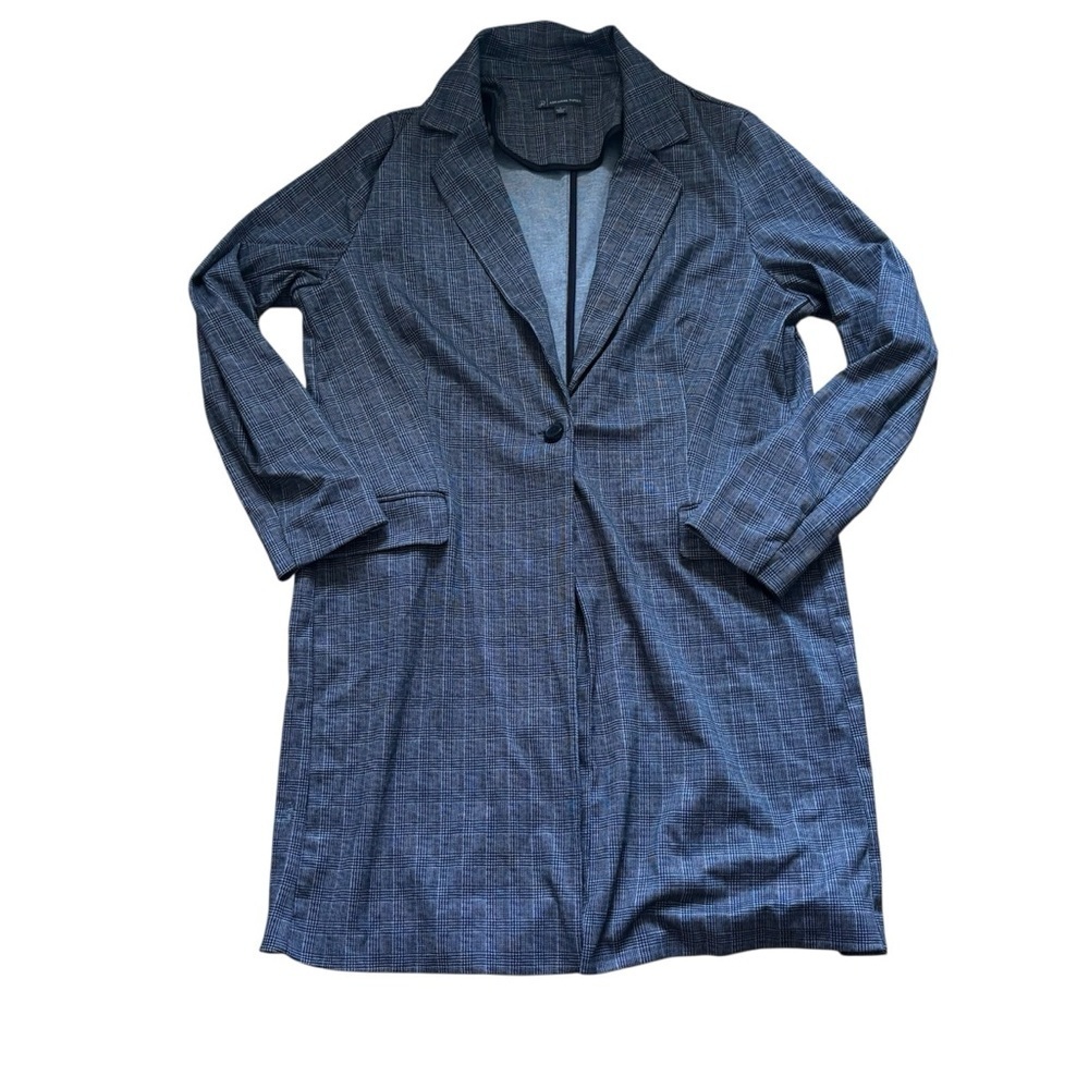 ADRIANNA PAPELL Ponte Knit Jacquard Plaid Black Gray Size Large Jacket Coat